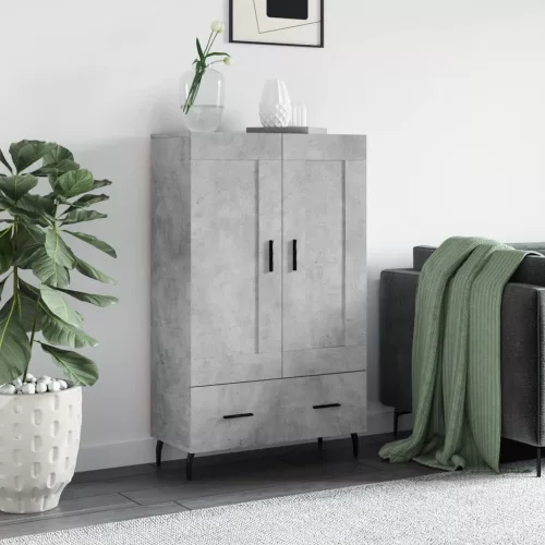  betonszürke szerelt fa magasszekrény 69,5 x 31 x 115 cm