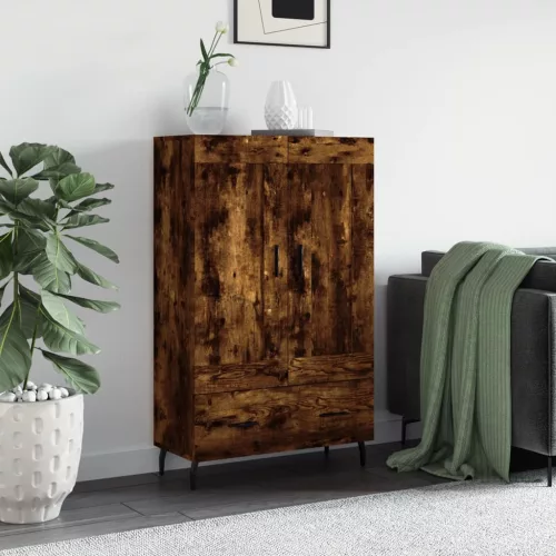  füstös tölgy színű szerelt fa magasszekrény 69,5 x 31 x 115 cm
