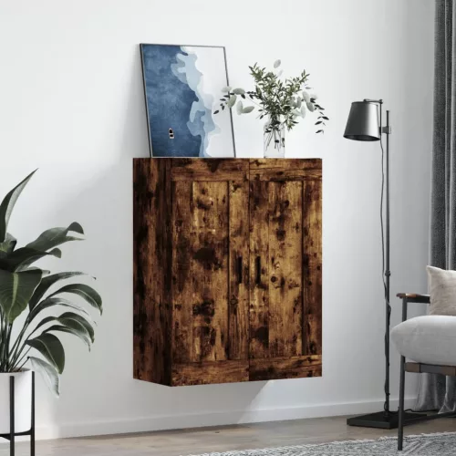  füstös tölgy szerelt fa fali szekrény 69,5 x 34 x 90 cm