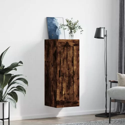  füstös tölgy színű szerelt fa fali szekrény 34,5 x 34 x 90 cm