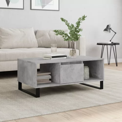  betonszürke szerelt fa dohányzóasztal 90x50x36,5 cm