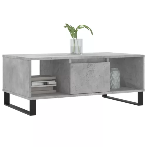  betonszürke szerelt fa dohányzóasztal 90x50x36,5 cm