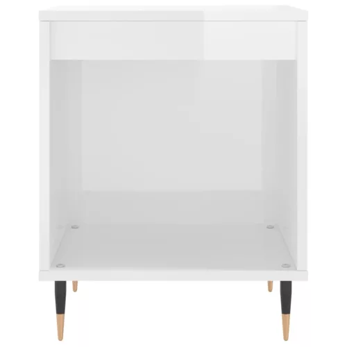  magasfényű fehér szerelt fa éjjeliszekrény 40x35x50 cm