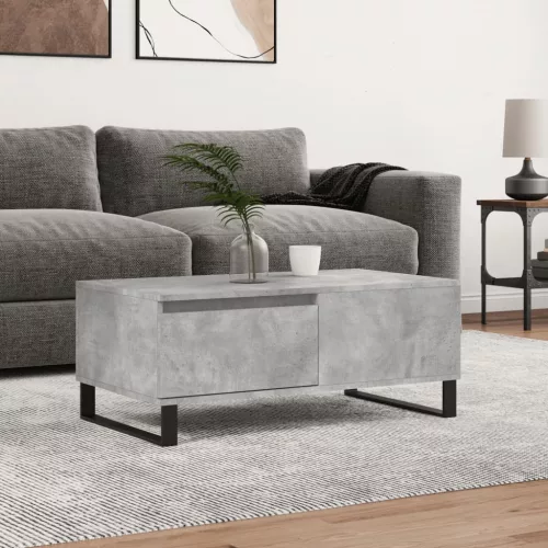  betonszürke szerelt fa dohányzóasztal 90x50x36,5 cm