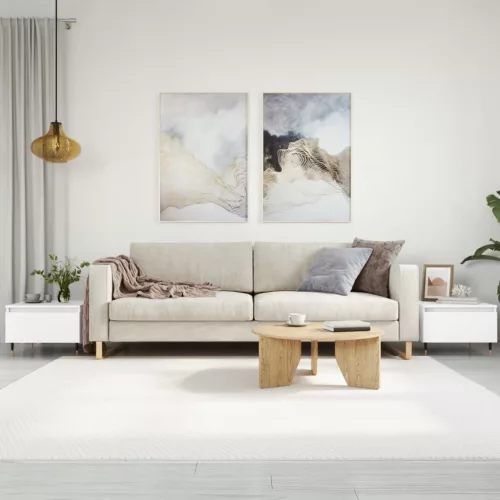  2 db fehér szerelt fa dohányzóasztal 50 x 46 x 35 cm