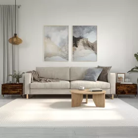    2 db füstös tölgy szerelt fa dohányzóasztal 50 x 46 x 35 cm