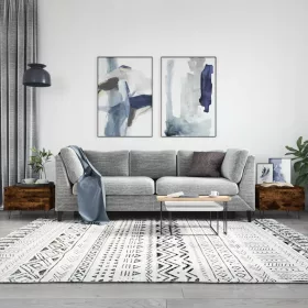    2 db füstös tölgy szerelt fa dohányzóasztal 50 x 46 x 35 cm