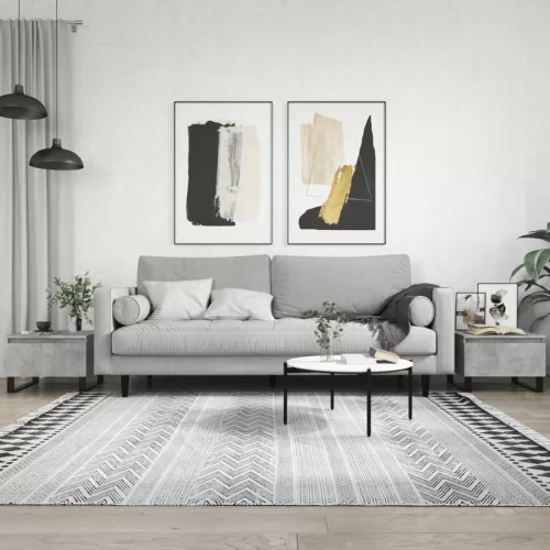 2 db betonszürke szerelt fa dohányzóasztal 50 x 46 x 35 cm