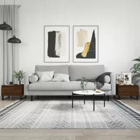    2 db barna tölgyszínű szerelt fa dohányzóasztal 50 x 46 x 35 cm