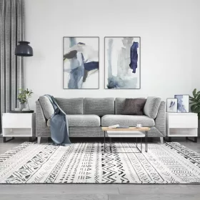    2 db magasfényű fehér szerelt fa dohányzóasztal 50 x 46 x 50 cm