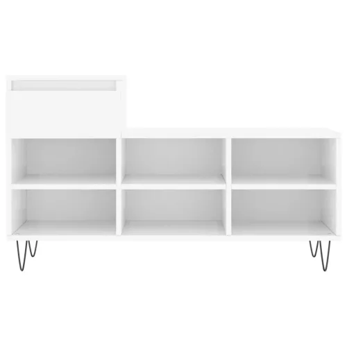  magasfényű fehér szerelt fa cipősszekrény 102x36x60 cm