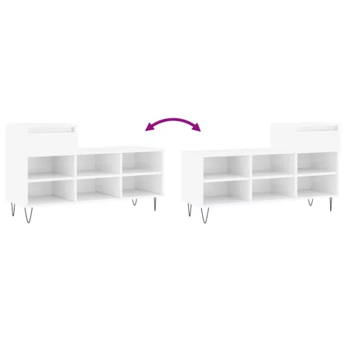  magasfényű fehér szerelt fa cipősszekrény 102x36x60 cm