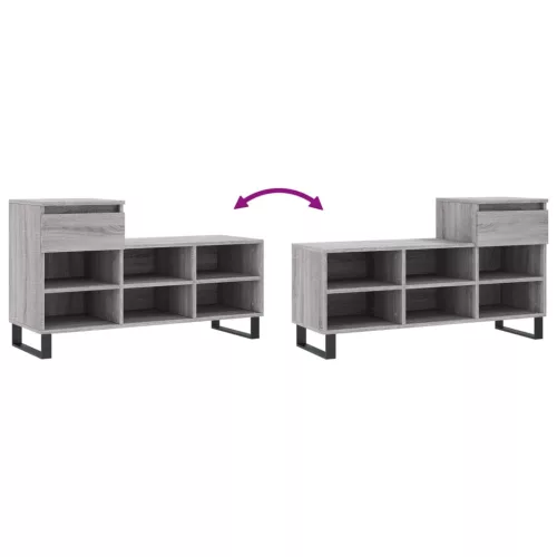  szürke sonoma színű szerelt fa cipősszekrény 102x36x60 cm