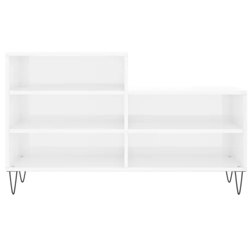  magasfényű fehér szerelt fa cipősszekrény 102x36x60 cm