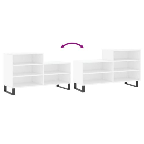  fehér szerelt fa cipősszekrény 102x36x60 cm