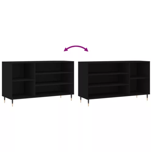  fekete szerelt fa cipősszekrény 102x36x60 cm