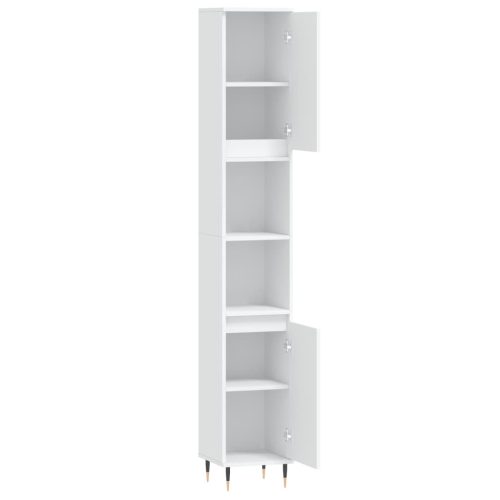  fehér szerelt fa fürdőszobaszekrény 30 x 30 x 190 cm