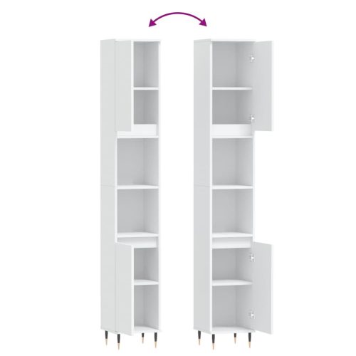  fehér szerelt fa fürdőszobaszekrény 30 x 30 x 190 cm