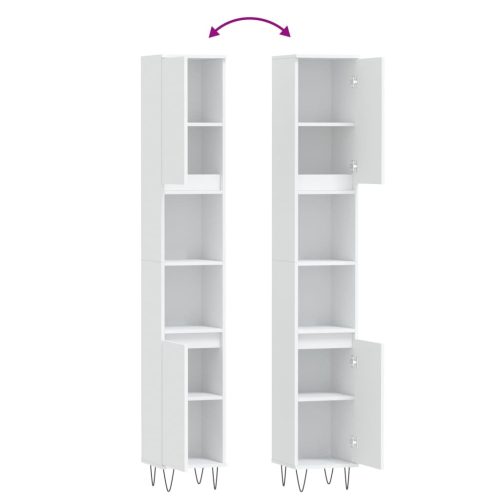  fehér szerelt fa fürdőszobaszekrény 30 x 30 x 190 cm