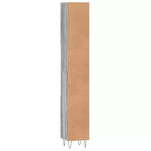  szürke sonoma színű szerelt fa fürdőszobaszekrény 30x30x190 cm