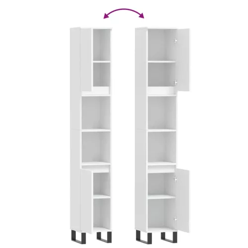  fehér szerelt fa fürdőszobaszekrény 30 x 30 x 190 cm