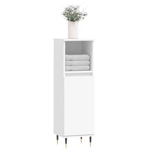  fehér szerelt fa fürdőszobaszekrény 30 x 30 x 100 cm