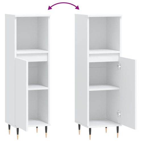  fehér szerelt fa fürdőszobaszekrény 30 x 30 x 100 cm