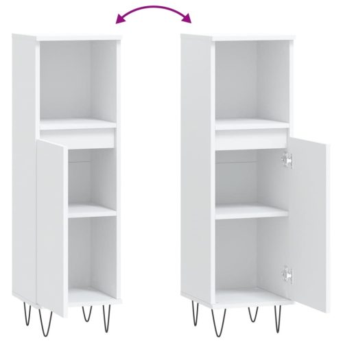  fehér szerelt fa fürdőszobaszekrény 30 x 30 x 100 cm