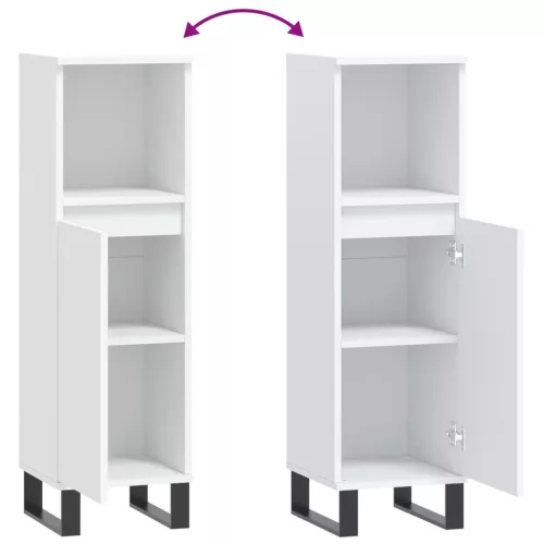  fehér szerelt fa fürdőszobaszekrény 30 x 30 x 100 cm