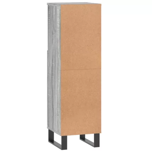  szürke sonoma színű szerelt fa fürdőszobaszekrény 30x30x100 cm