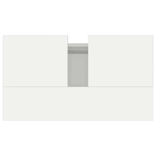  magasfényű fehér szerelt fa fürdőszobaszekrény 58 x 33 x 60 cm