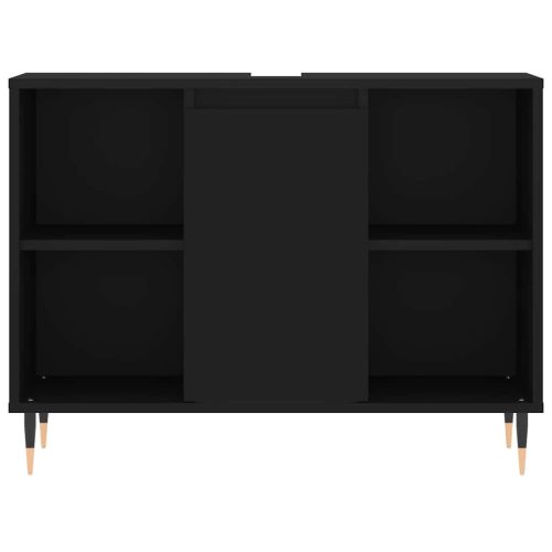  fekete szerelt fa mosdószekrény 80 x 33 x 60 cm