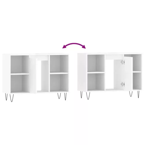  magasfényű fehér szerelt fa fürdőszobaszekrény 80 x 33 x 60 cm