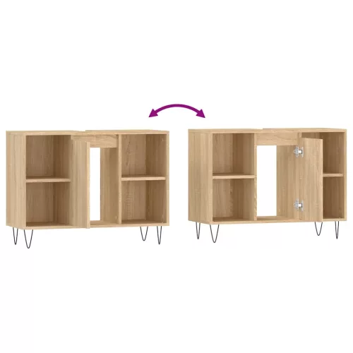  sonoma tölgy színű szerelt fa mosdószekrény 80 x 33 x 60 cm