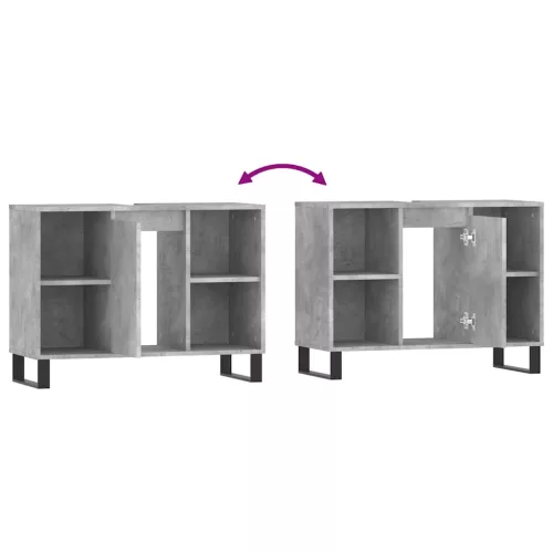  betonszürke szerelt fa fürdőszobaszekrény 80 x 33 x 60 cm