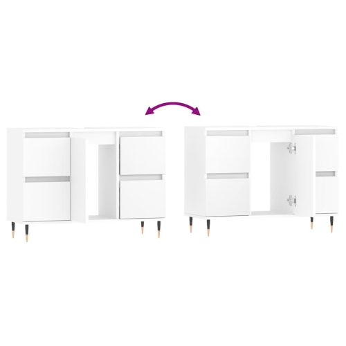  fehér szerelt fa mosdószekrény 80 x 33 x 60 cm