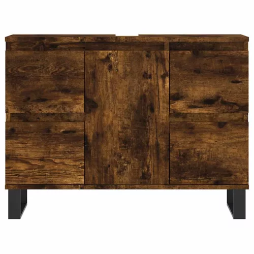  füstös tölgy színű szerelt fa fürdőszobaszekrény 80x33x60 cm