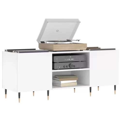  fehér szerelt fa hanglemezszekrény 121x38x48 cm