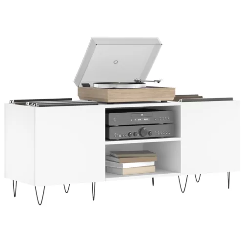  fehér szerelt fa hanglemezszekrény 121x38x48 cm