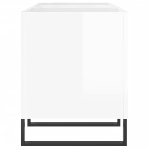  magasfényű fehér szerelt fa hanglemezszekrény 121x38x48 cm