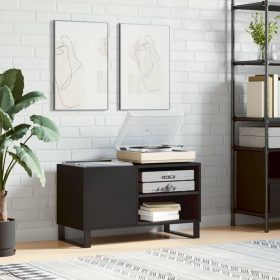  fekete szerelt fa hanglemezszekrény 85x38x48 cm