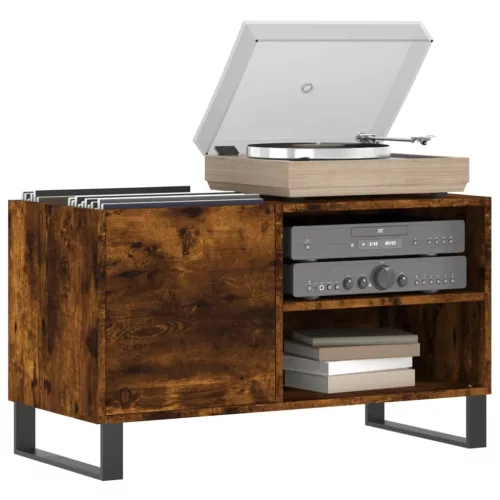  füstös tölgy színű szerelt fa hanglemezszekrény 85x38x48 cm