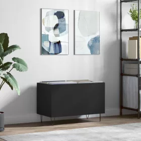  fekete szerelt fa hanglemezszekrény 74,5x38x48 cm