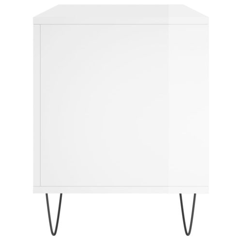  magasfényű fehér szerelt fa hanglemezszekrény 100 x 38 x 48 cm