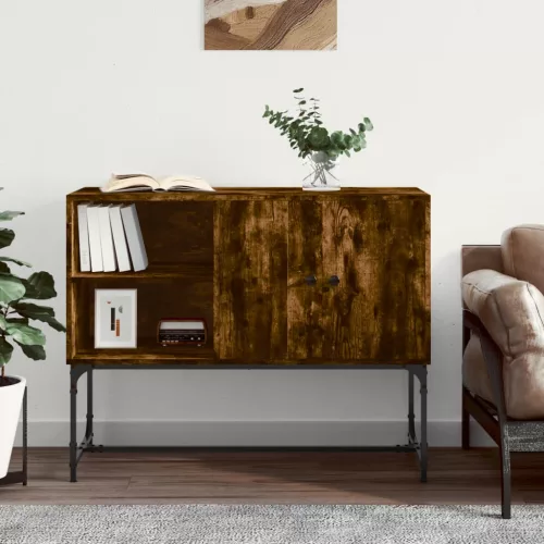  füstös tölgy színű szerelt fa tálalószekrény 100 x 40 x 79,5 cm
