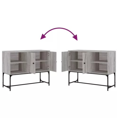  szürke sonoma színű szerelt fa tálalószekrény 100x40x79,5 cm