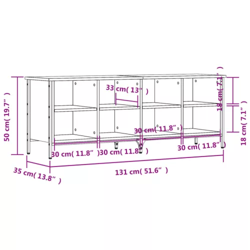  sonoma tölgy színű szerelt fa cipőszekrény 131 x 35 x 50 cm