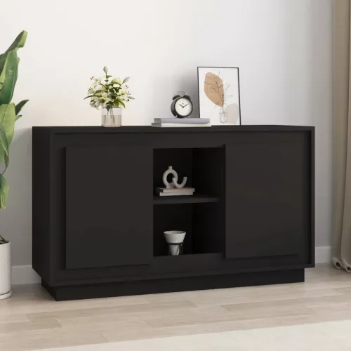  fekete szerelt fa tálalószekrény 102x35x60 cm