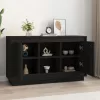  fekete szerelt fa tálalószekrény 102x35x60 cm