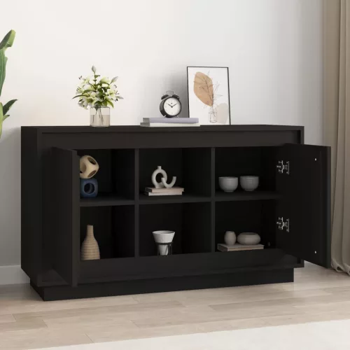  fekete szerelt fa tálalószekrény 102x35x60 cm